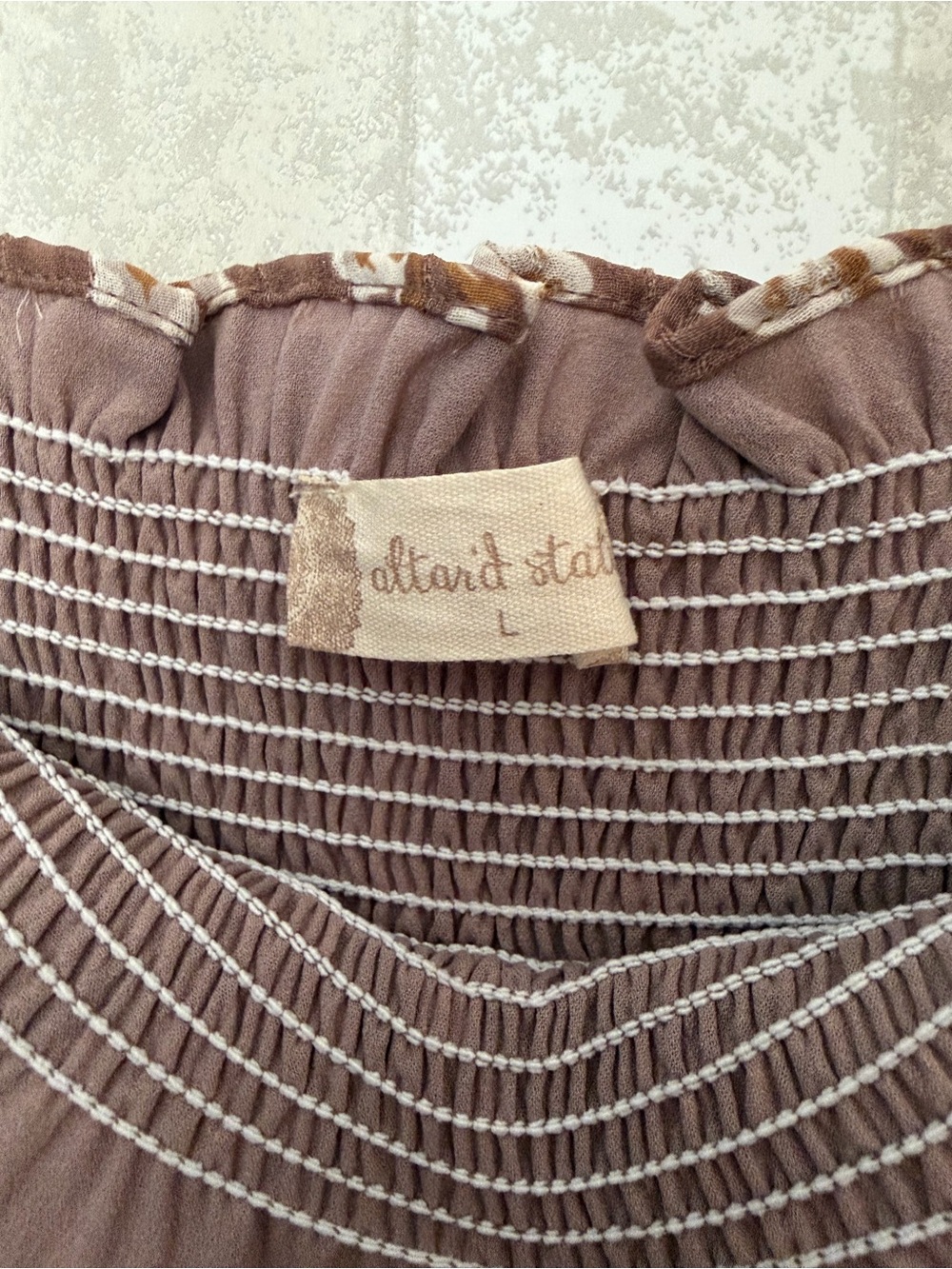 Altar’d State Mocha Ania Floral Smocked Maxi Dress Metallic Thread Like New - Picture 4 of 5